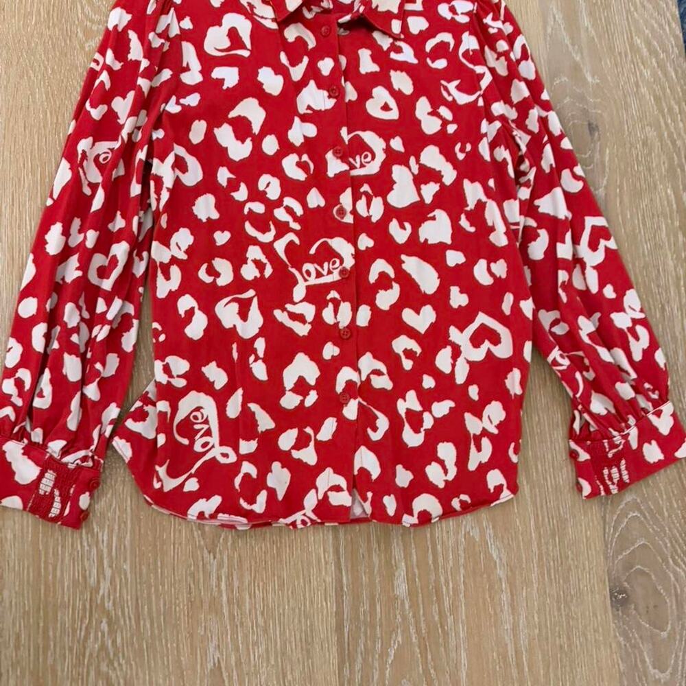 Chicos Vintage Hearts Button Up, Medium